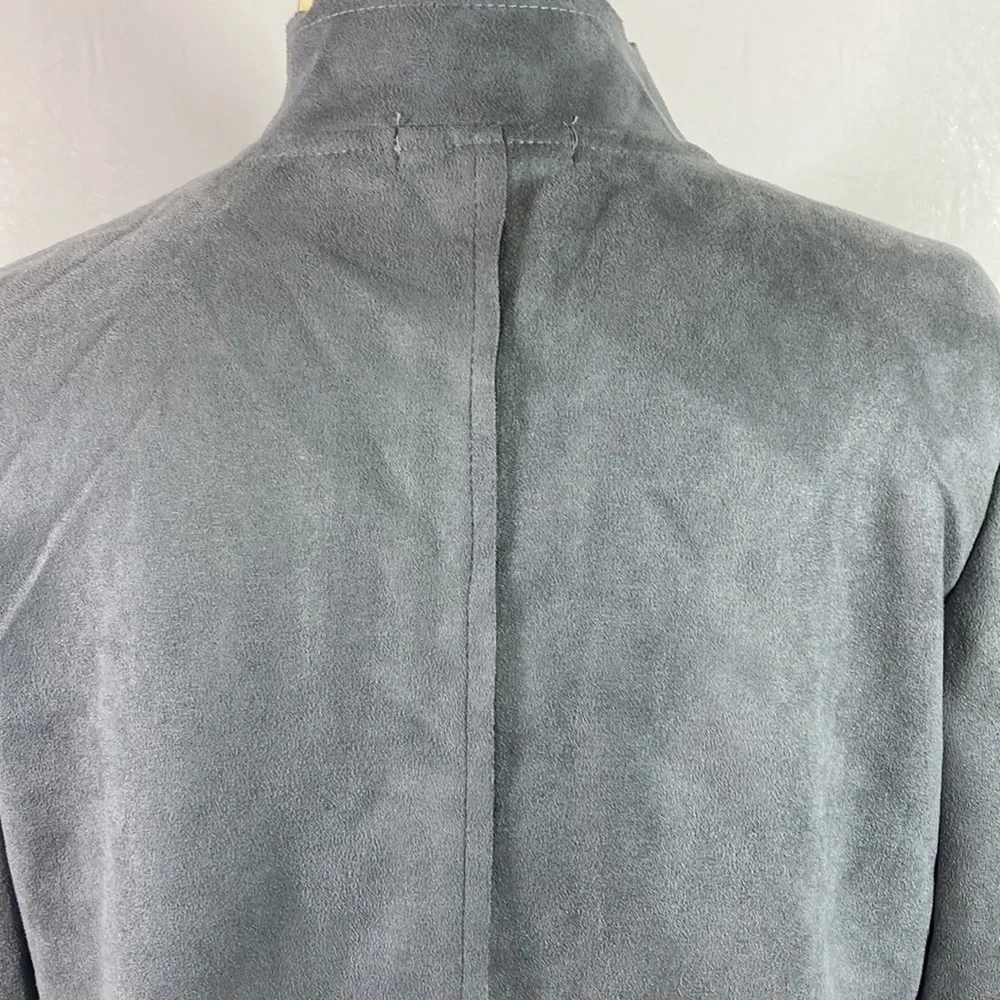 Zeagoo Cropped Faux Suede Open Front Raw Seams Jacket Size M New With Tag - Picture 7 of 11